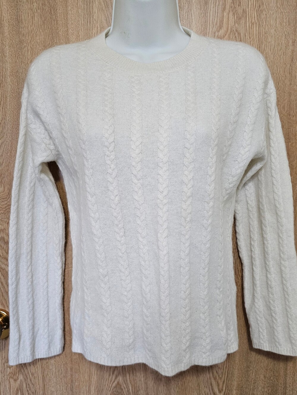 Lilysilk 100% Cashmere Cream Ivory Cableknit Sweater Size XS Small